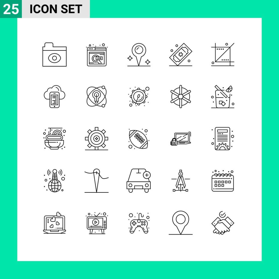 25 Creative Icons Modern Signs and Symbols of graphic crop location tickets movie tickets Editable Vector Design Elements