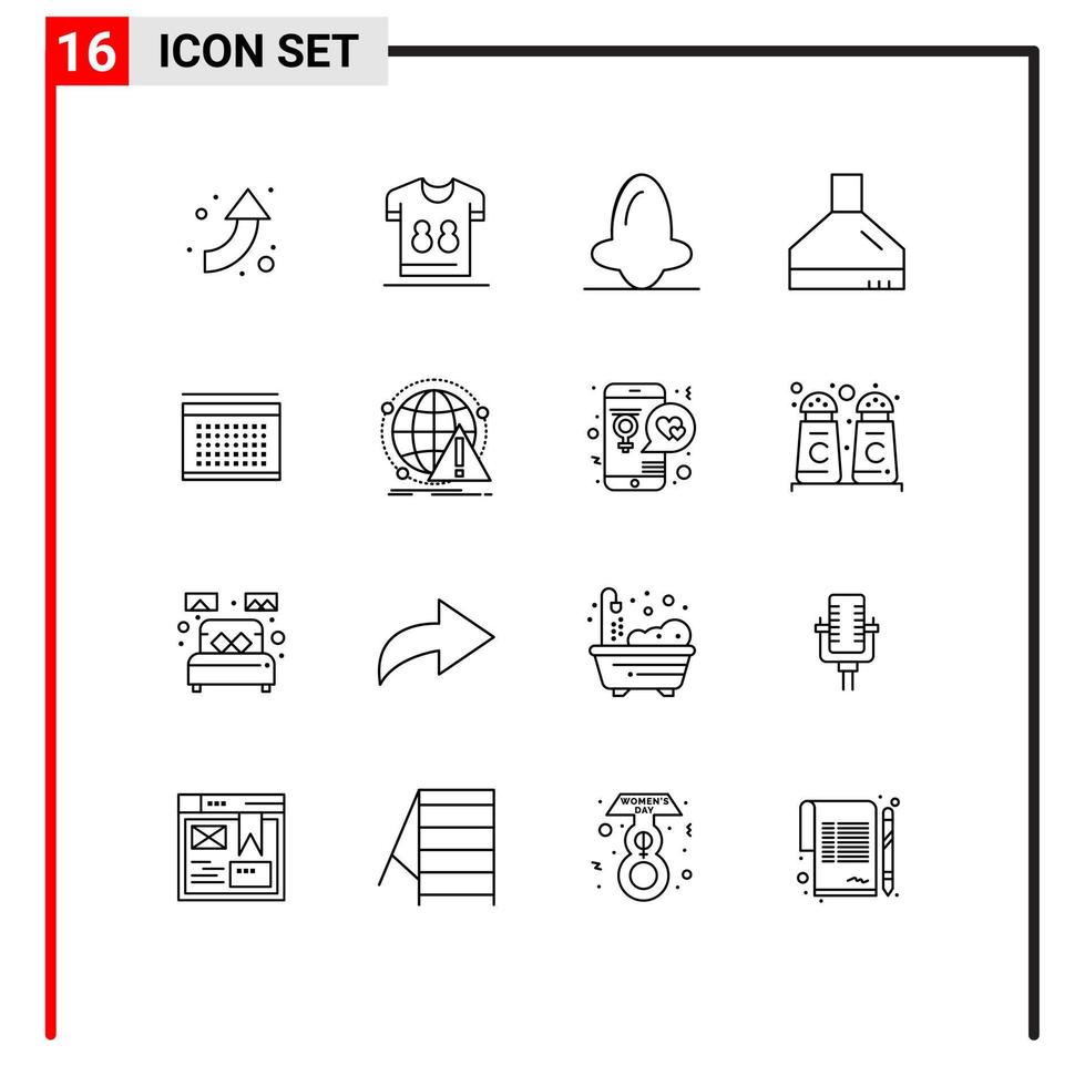 Pictogram Set of 16 Simple Outlines of vecation kitchen anatomy fan nose Editable Vector Design Elements