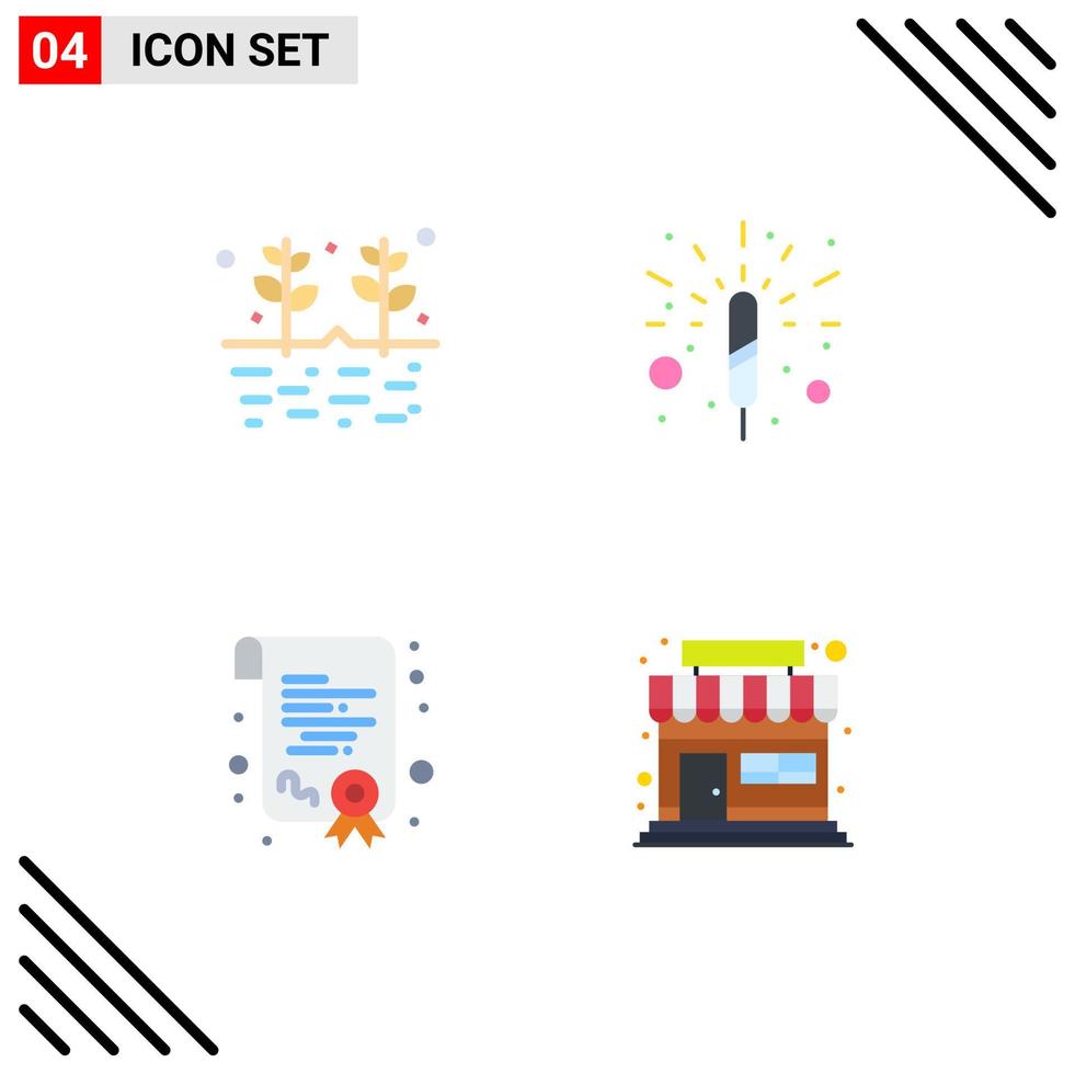 Mobile Interface Flat Icon Set of 4 Pictograms of agriculture diploma grains spark shop Editable Vector Design Elements