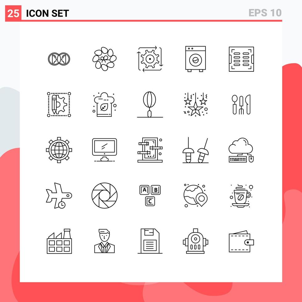Editable Vector Line Pack of 25 Simple Lines of equipment big plant automation flow Editable Vector Design Elements
