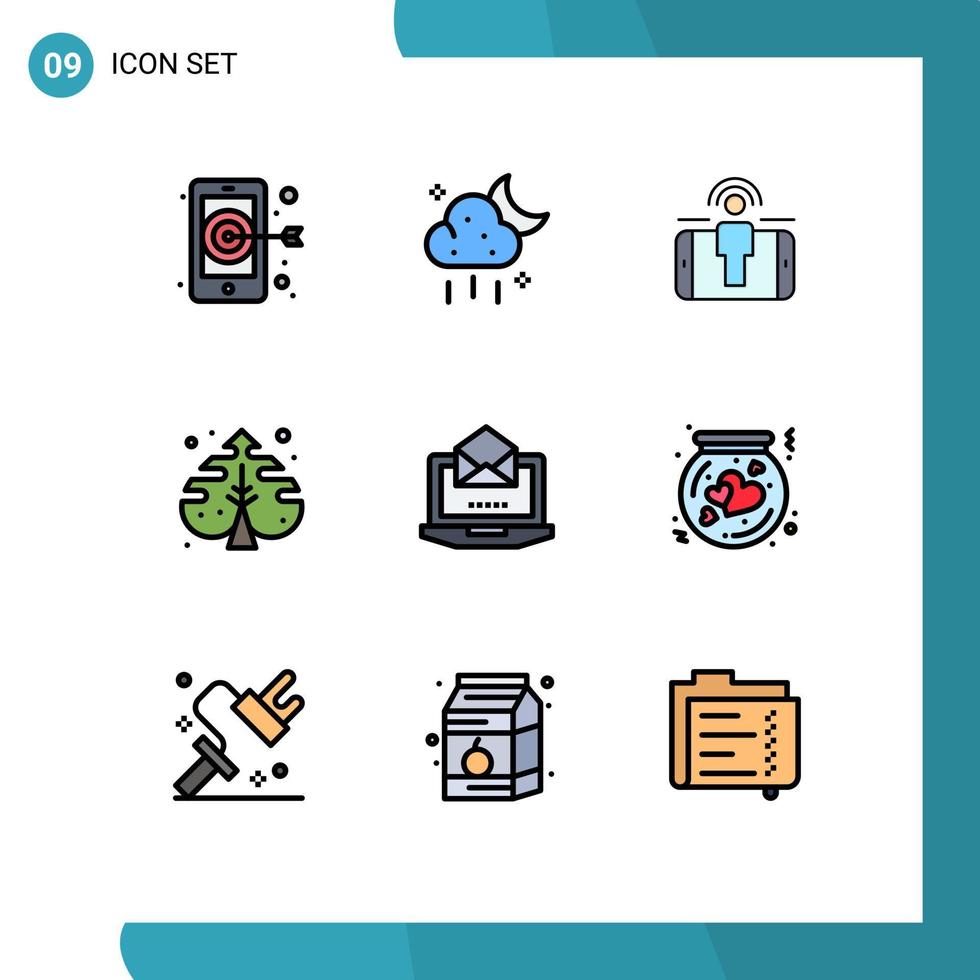 9 Creative Icons Modern Signs and Symbols of mail server user process leaf Editable Vector Design Elements