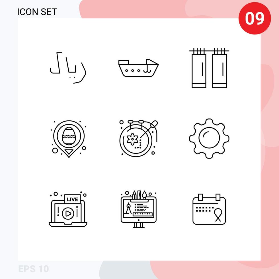 9 Universal Outline Signs Symbols of cosmetics design interior craft map Editable Vector Design Elements