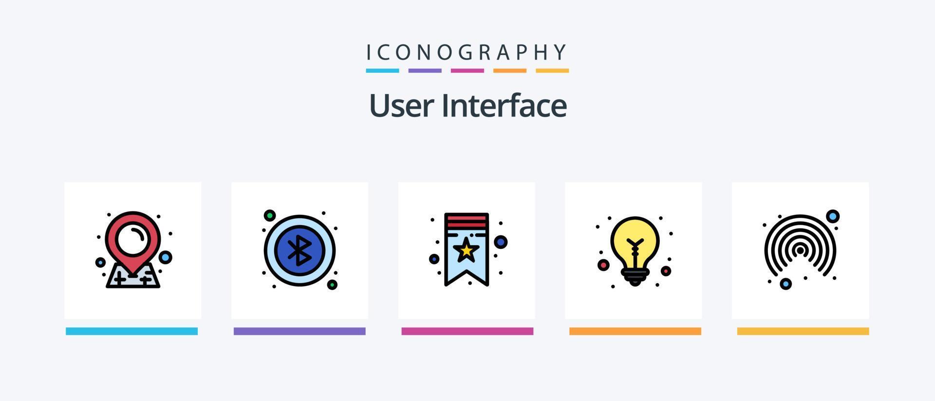User Interface Line Filled 5 Icon Pack Including . watch. star. time. sticky. Creative Icons Design vector