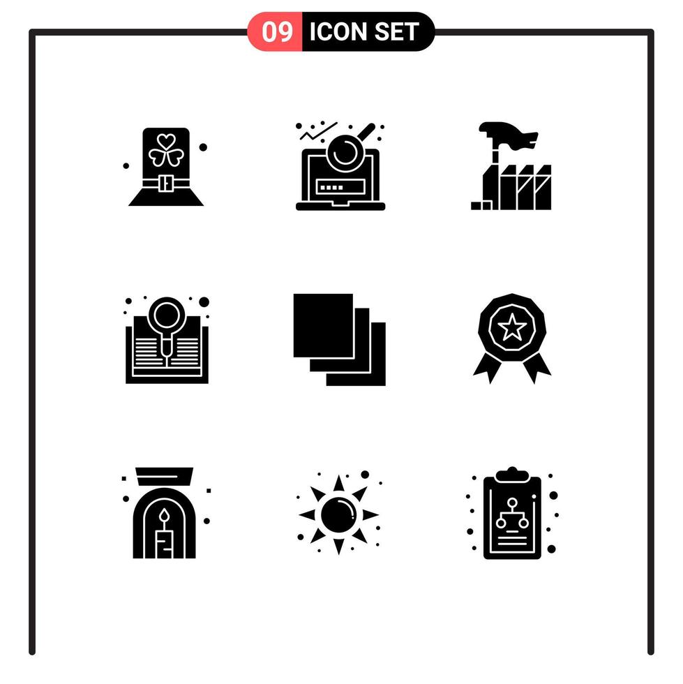 9 Universal Solid Glyph Signs Symbols of search explore login book interest Editable Vector Design Elements
