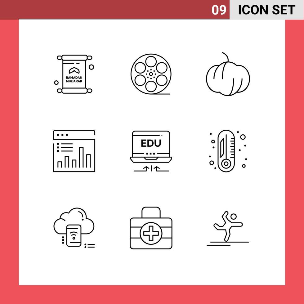 9 Creative Icons Modern Signs and Symbols of hardware monitoring american graph analytics Editable Vector Design Elements