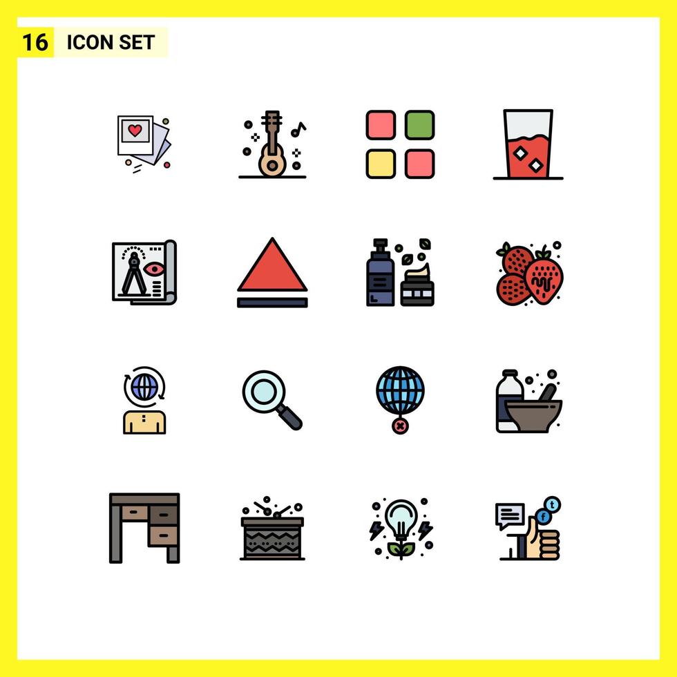 16 Flat Color Filled Line concept for Websites Mobile and Apps design kitchen calc food and Editable Creative Vector Design Elements