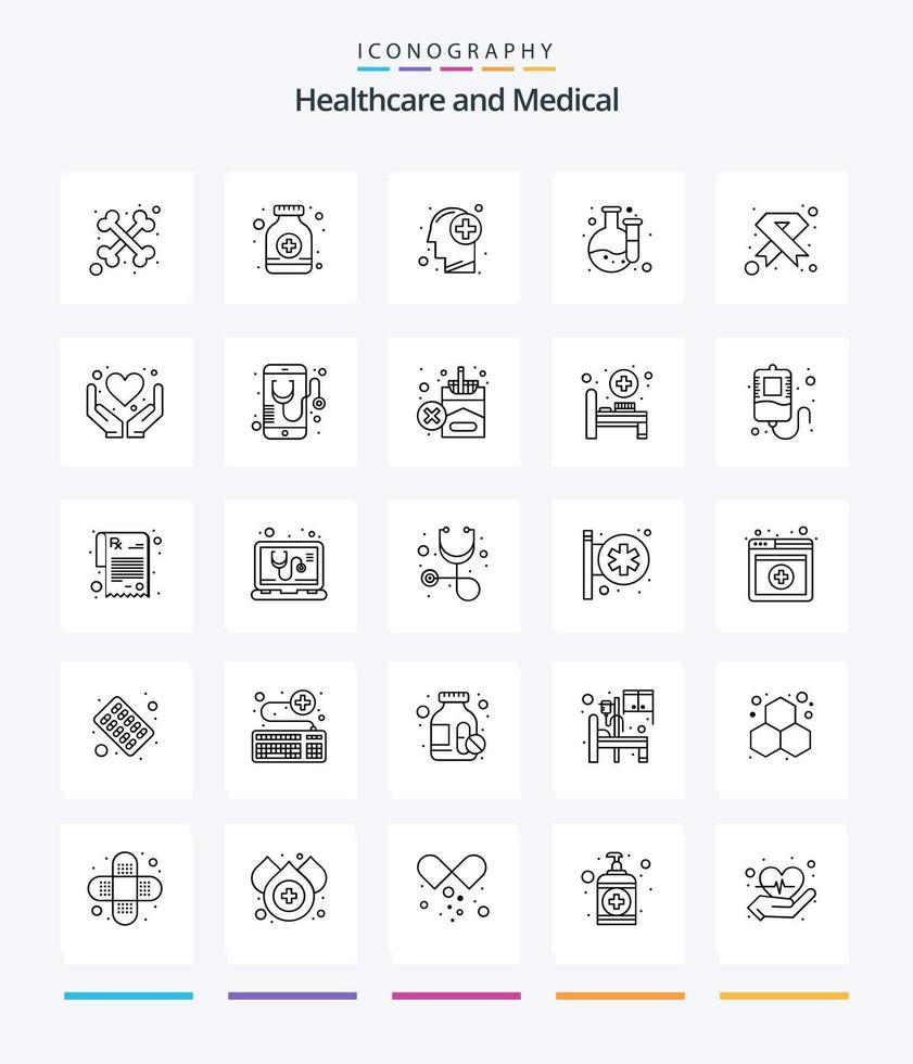 Creative Medical 25 OutLine icon pack  Such As medical. cancer. healthcare. aids. lab vector