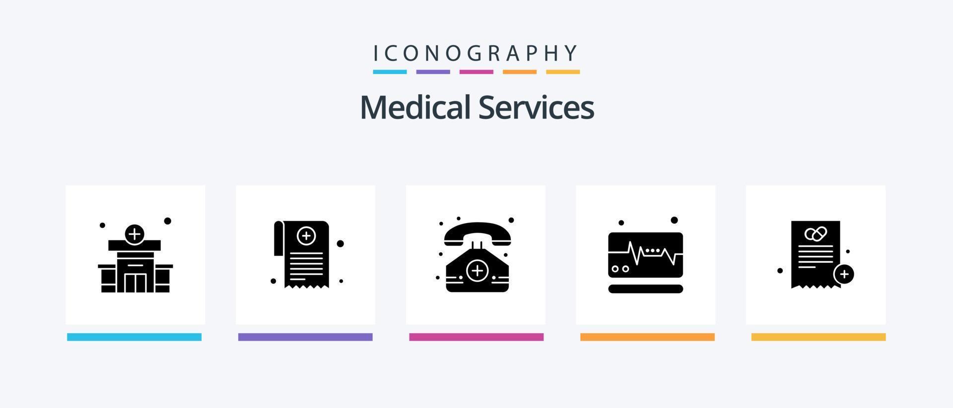 médico servicios glifo 5 5 icono paquete incluso medicamento. hospital. médico. doctor. monitor. creativo íconos diseño vector