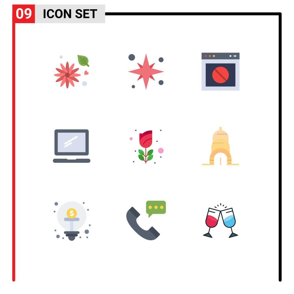 9 Universal Flat Colors Set for Web and Mobile Applications imac monitor vacation computer web Editable Vector Design Elements