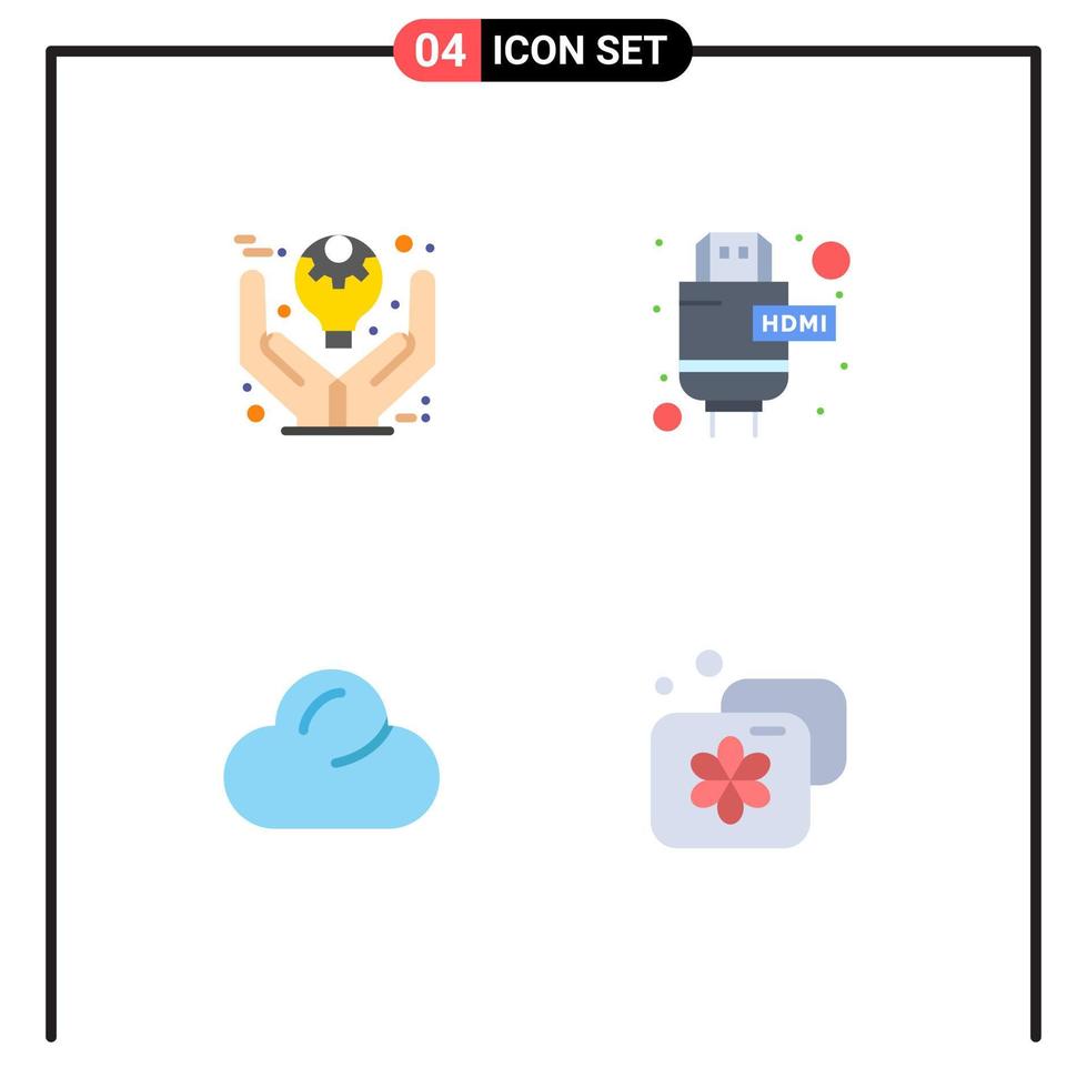 Modern Set of 4 Flat Icons Pictograph of business clouded product extension accommodation Editable Vector Design Elements