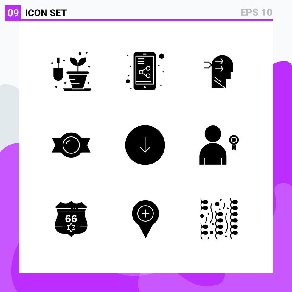 9 Thematic Vector Solid Glyphs and Editable Symbols of achievement download brian down sweet Editable Vector Design Elements
