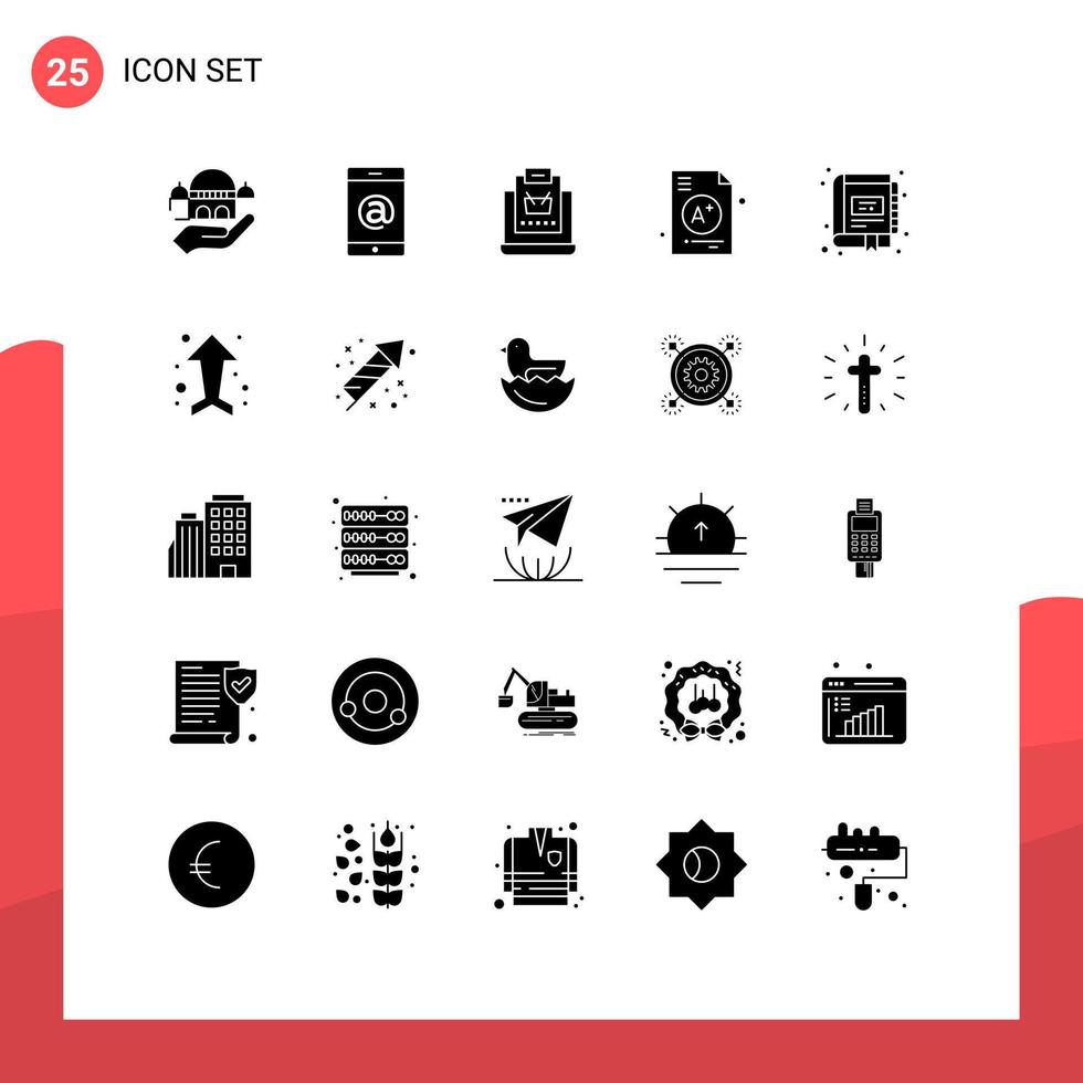 Solid Glyph Pack of 25 Universal Symbols of digital school internet education a Editable Vector Design Elements