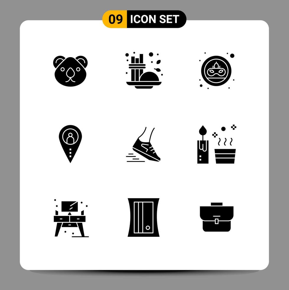 Pictogram Set of 9 Simple Solid Glyphs of outsource location seasoning job mask Editable Vector Design Elements