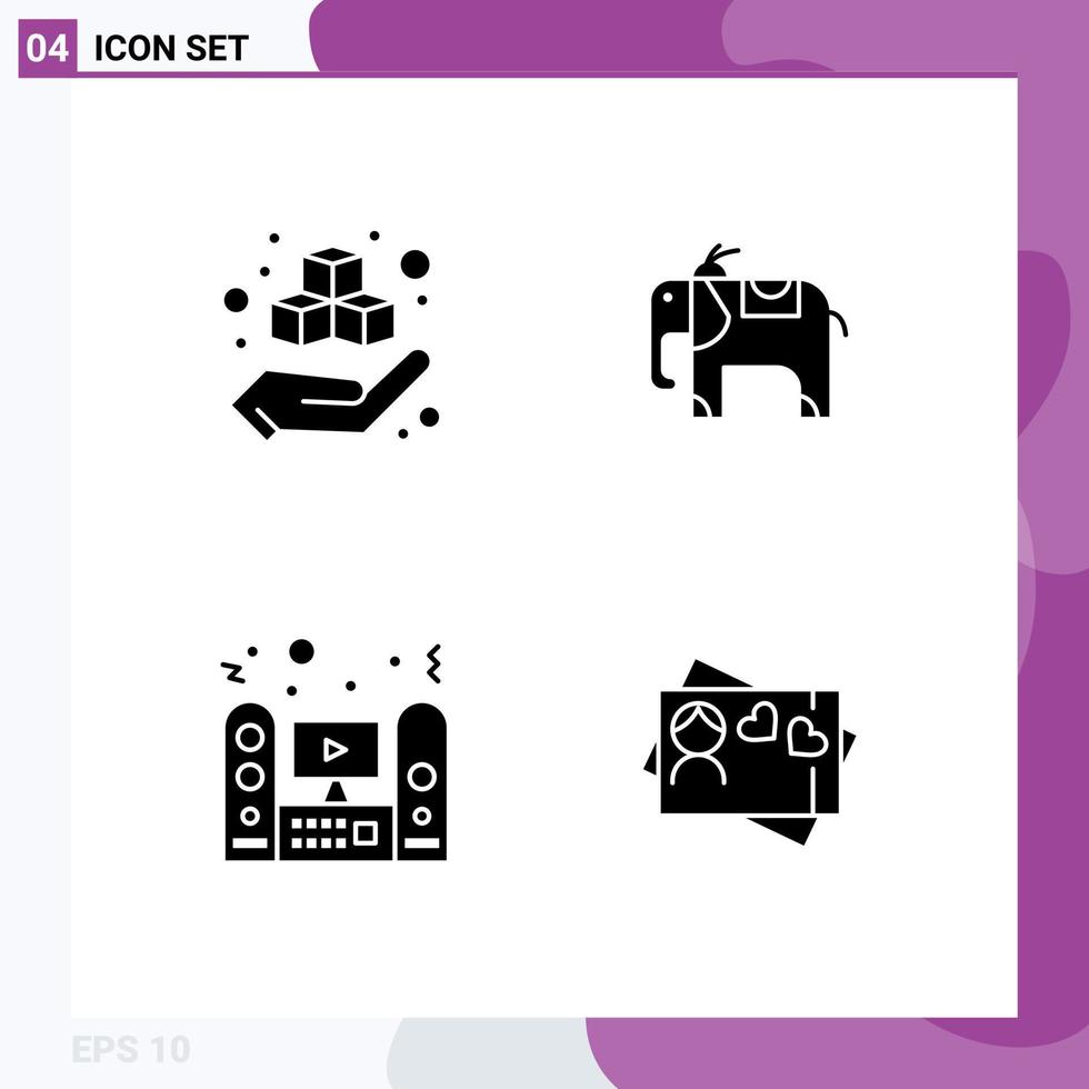 pictograma conjunto de sencillo sólido glifos de caja sonido producto multimedia tarjeta editable vector diseño elementos