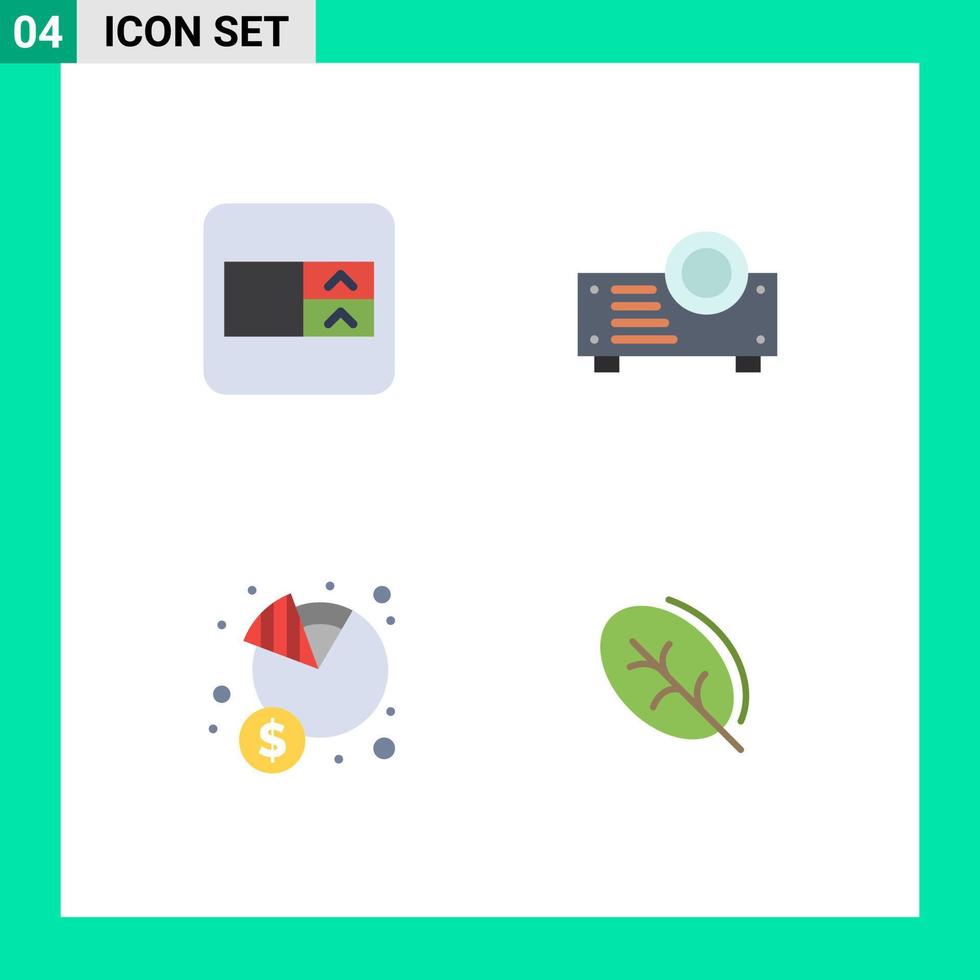 4 User Interface Flat Icon Pack of modern Signs and Symbols of form income device economy ecology Editable Vector Design Elements