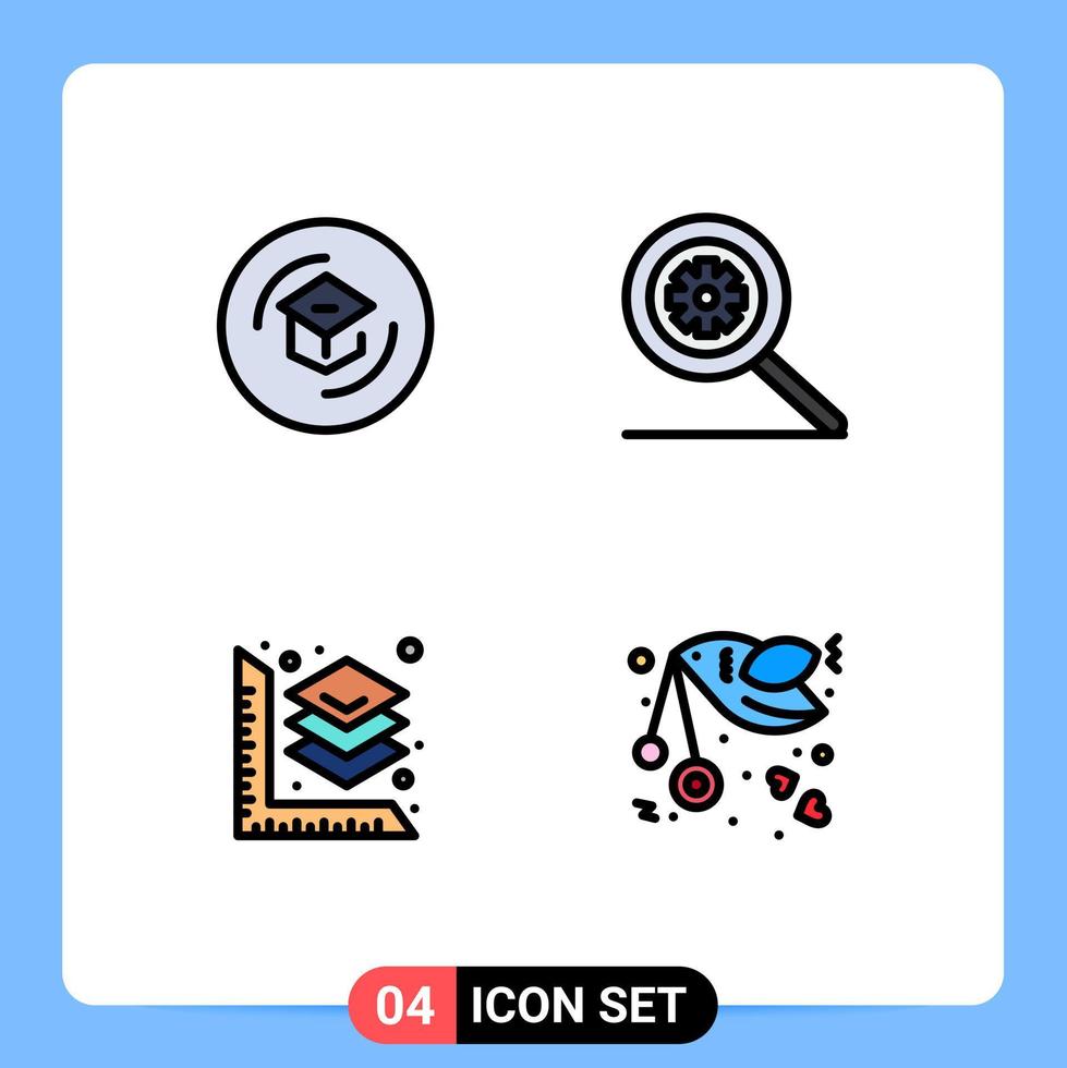 4 Creative Icons Modern Signs and Symbols of education printing learning options bird Editable Vector Design Elements