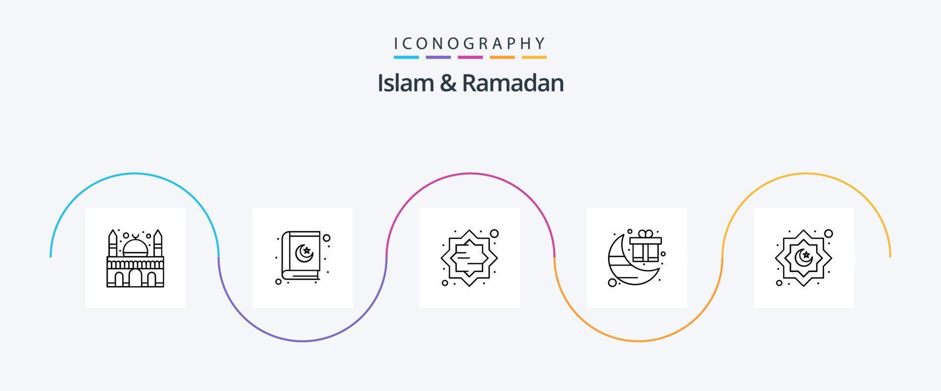 Islam And Ramadan Line 5 Icon Pack Including decoration. ramadan. decoration. moon. celebration vector