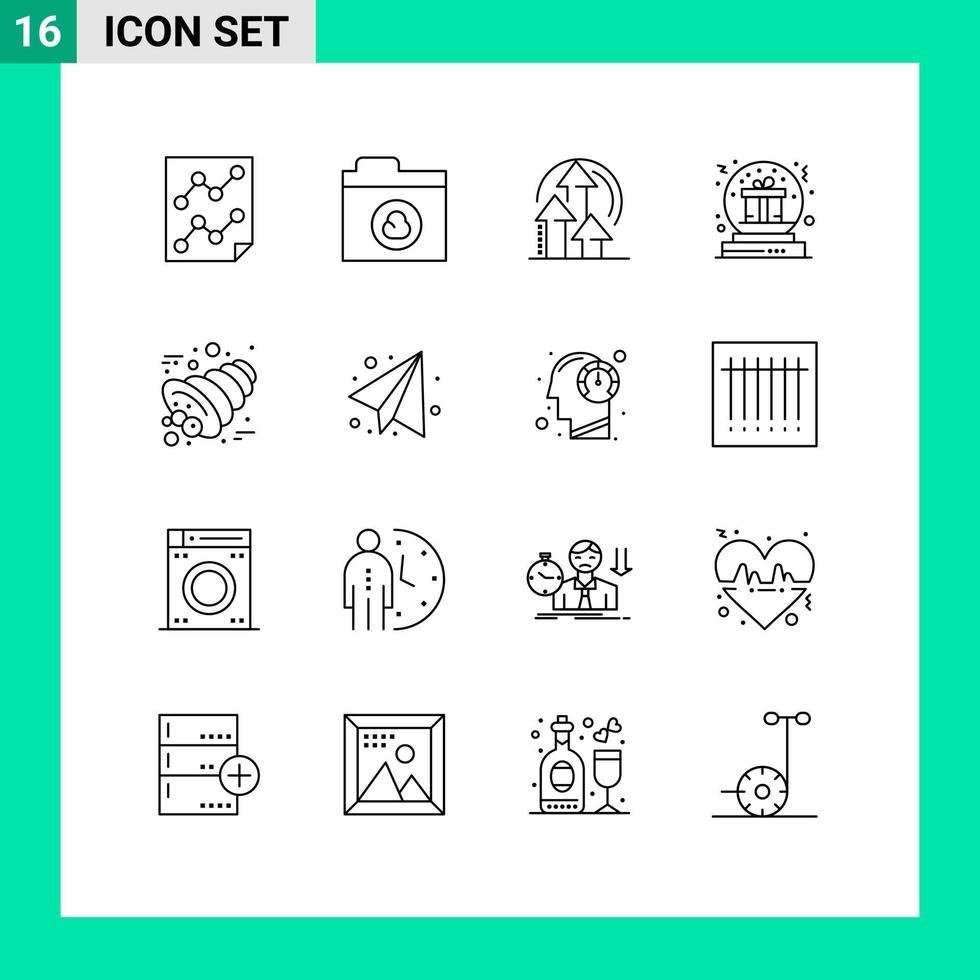 Set of 16 Vector Outlines on Grid for autumn gift management christmas present Editable Vector Design Elements