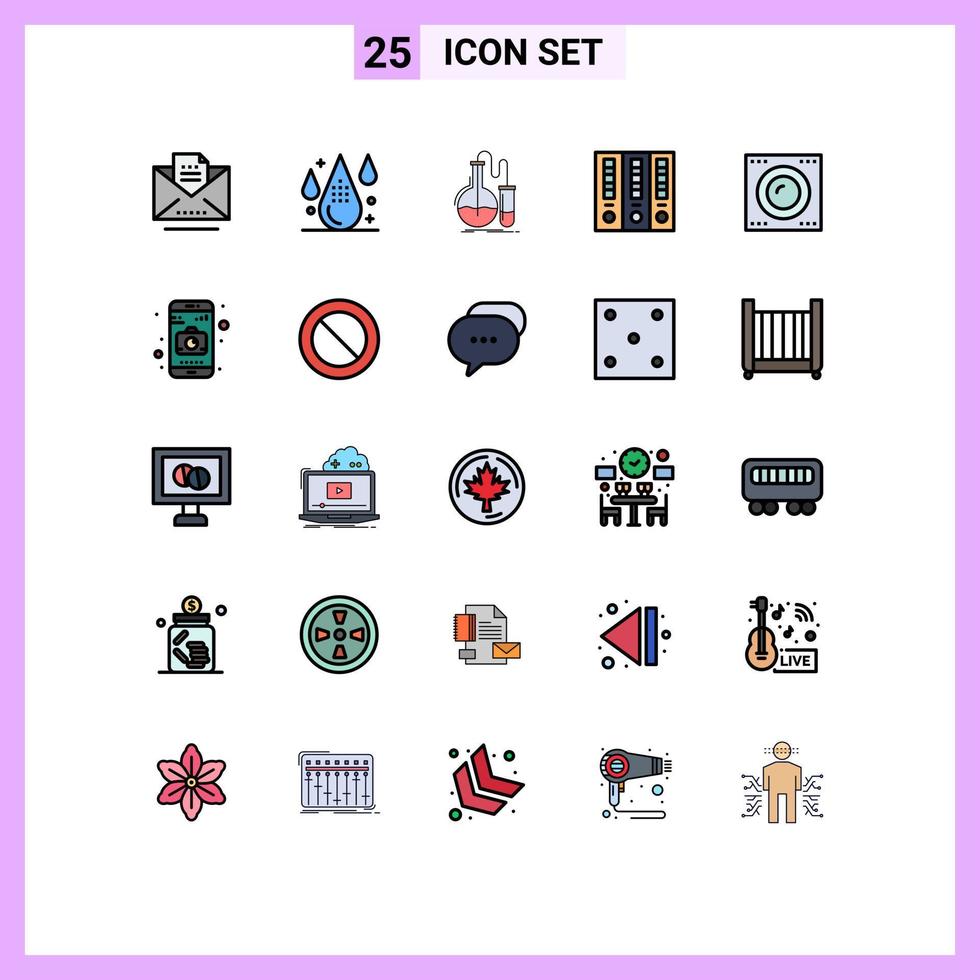 Mobile Interface Filled line Flat Color Set of 25 Pictograms of finance business drop archive research Editable Vector Design Elements