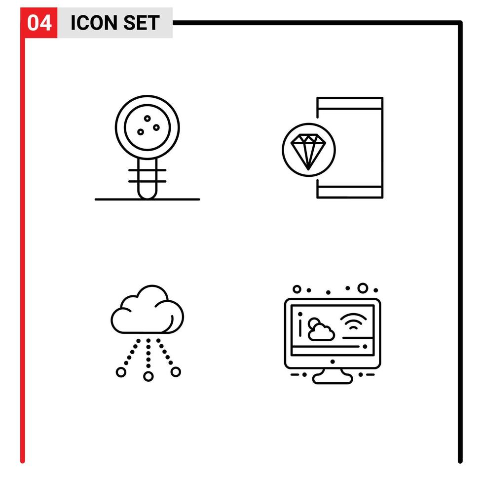 conjunto de 4 4 vector línea de relleno plano colores en cuadrícula para biología programación laboratorio codificación conexión editable vector diseño elementos