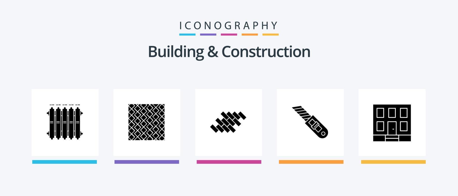 Building And Construction Glyph 5 Icon Pack Including knife. block. square. tile. bricks. Creative Icons Design vector