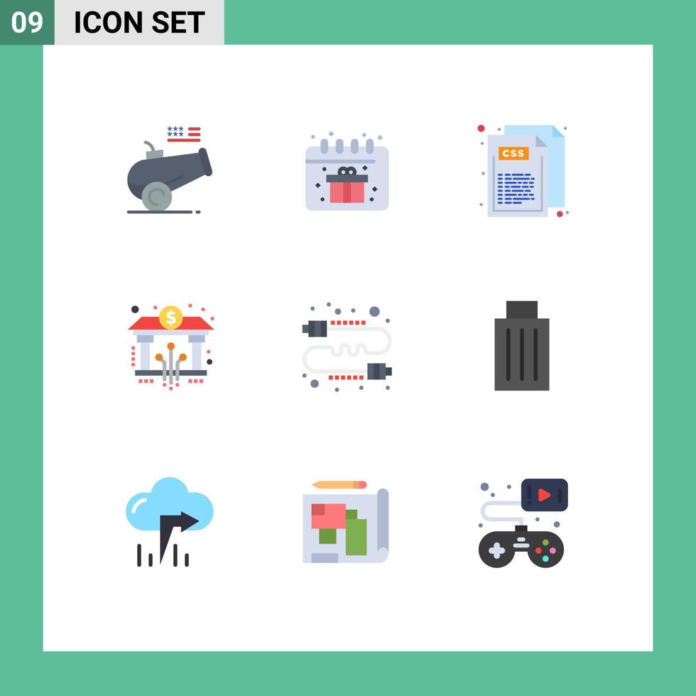 Set of 9 Vector Flat Colors on Grid for direct buzz css digital banking Editable Vector Design Elements