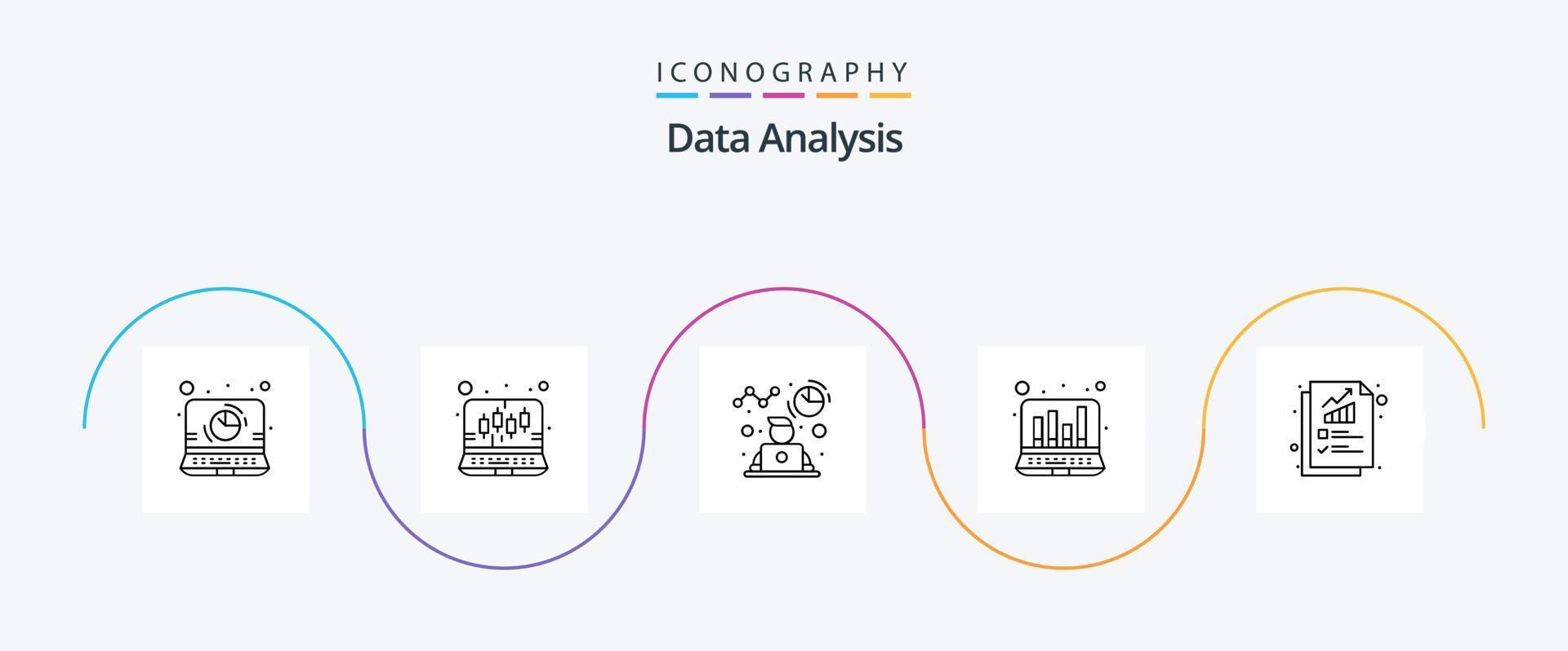 Data Analysis Line 5 Icon Pack Including digital. digital graph. analysis. online. chart vector