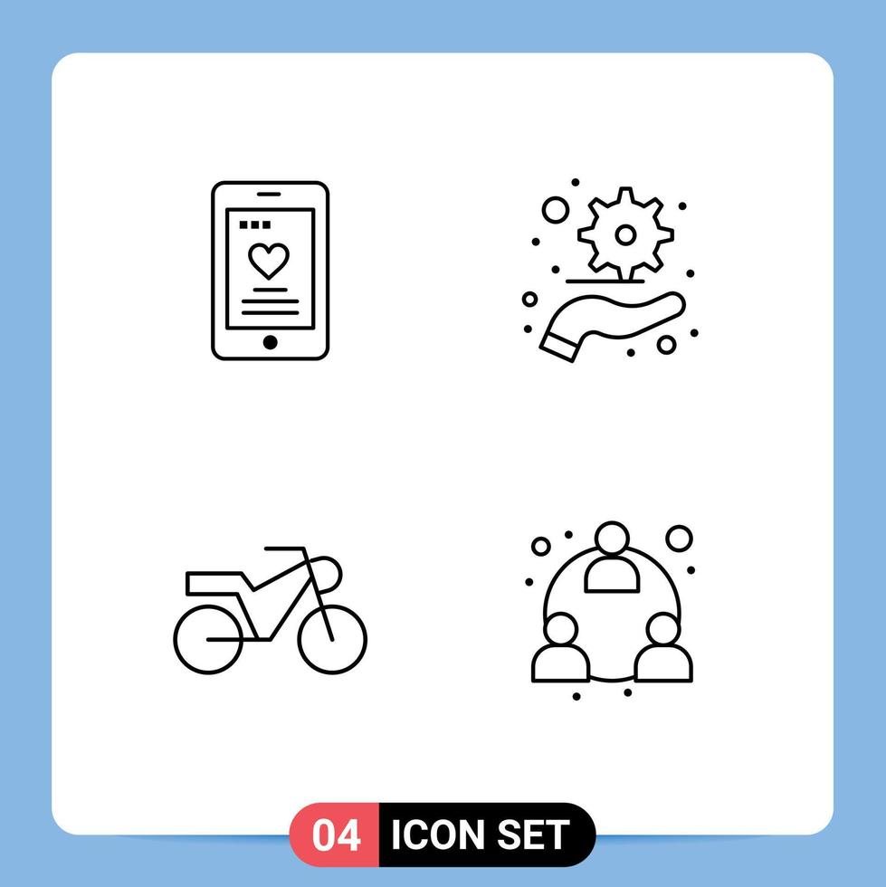 4 Universal Line Signs Symbols of cell business wedding plan mlm Editable Vector Design Elements