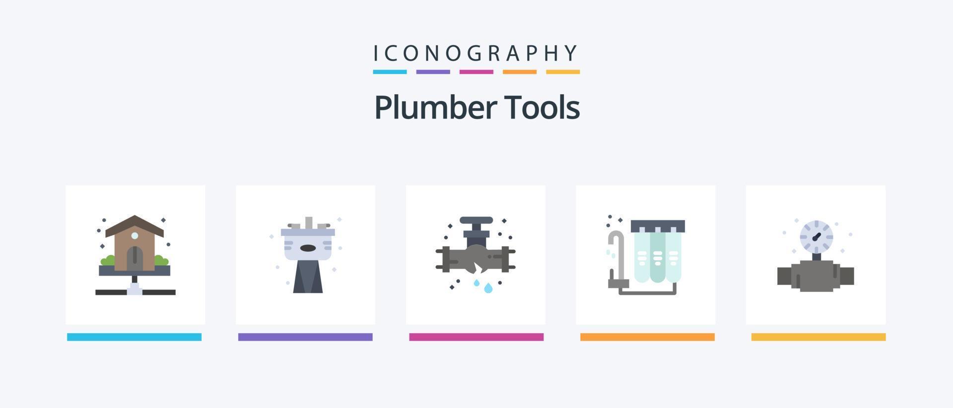 Plumber Flat 5 Icon Pack Including gauge. purification. system. filtration. plumbing. Creative Icons Design vector