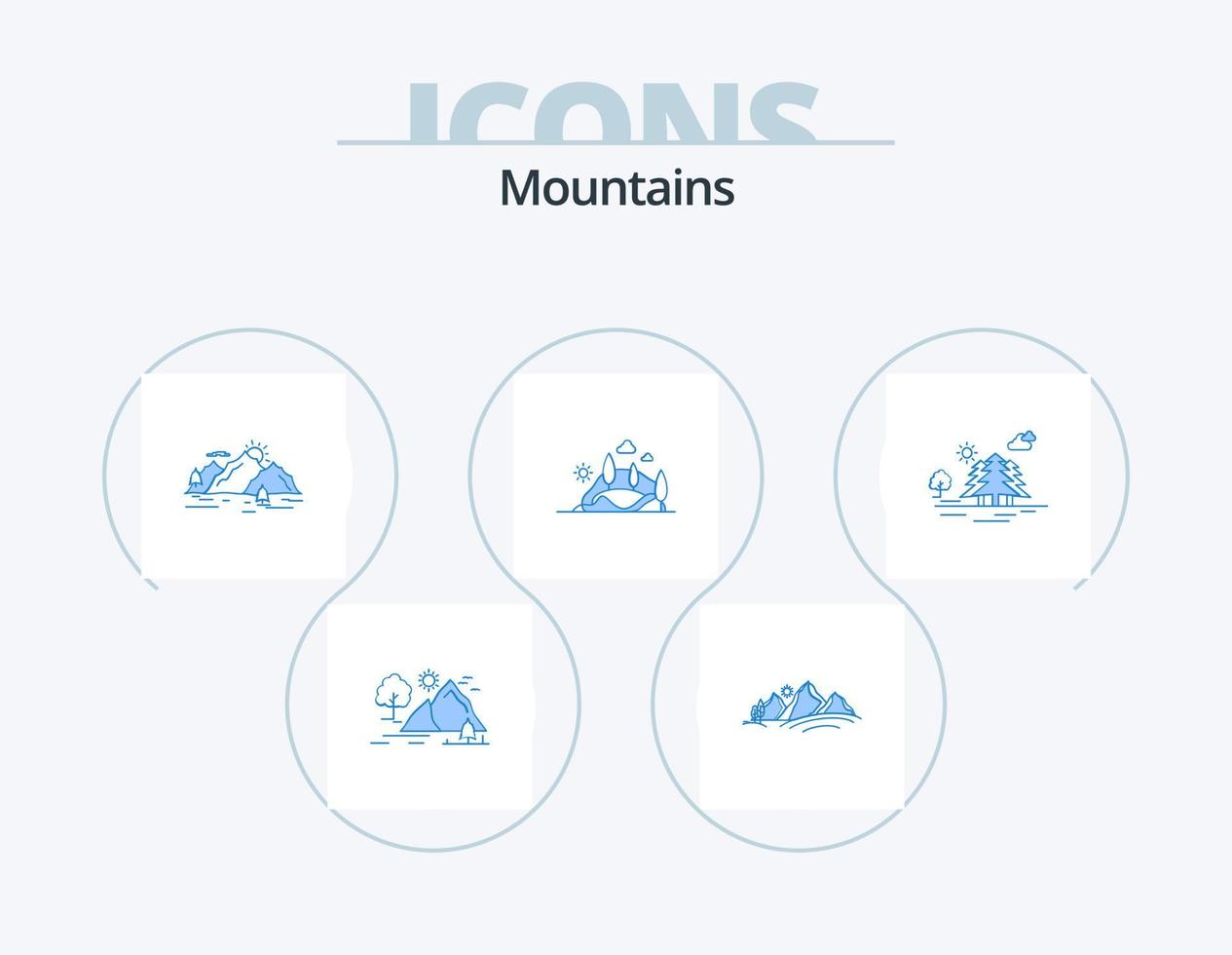 montañas azul icono paquete 5 5 icono diseño. montaña. árbol. naturaleza. montaña. paisaje vector