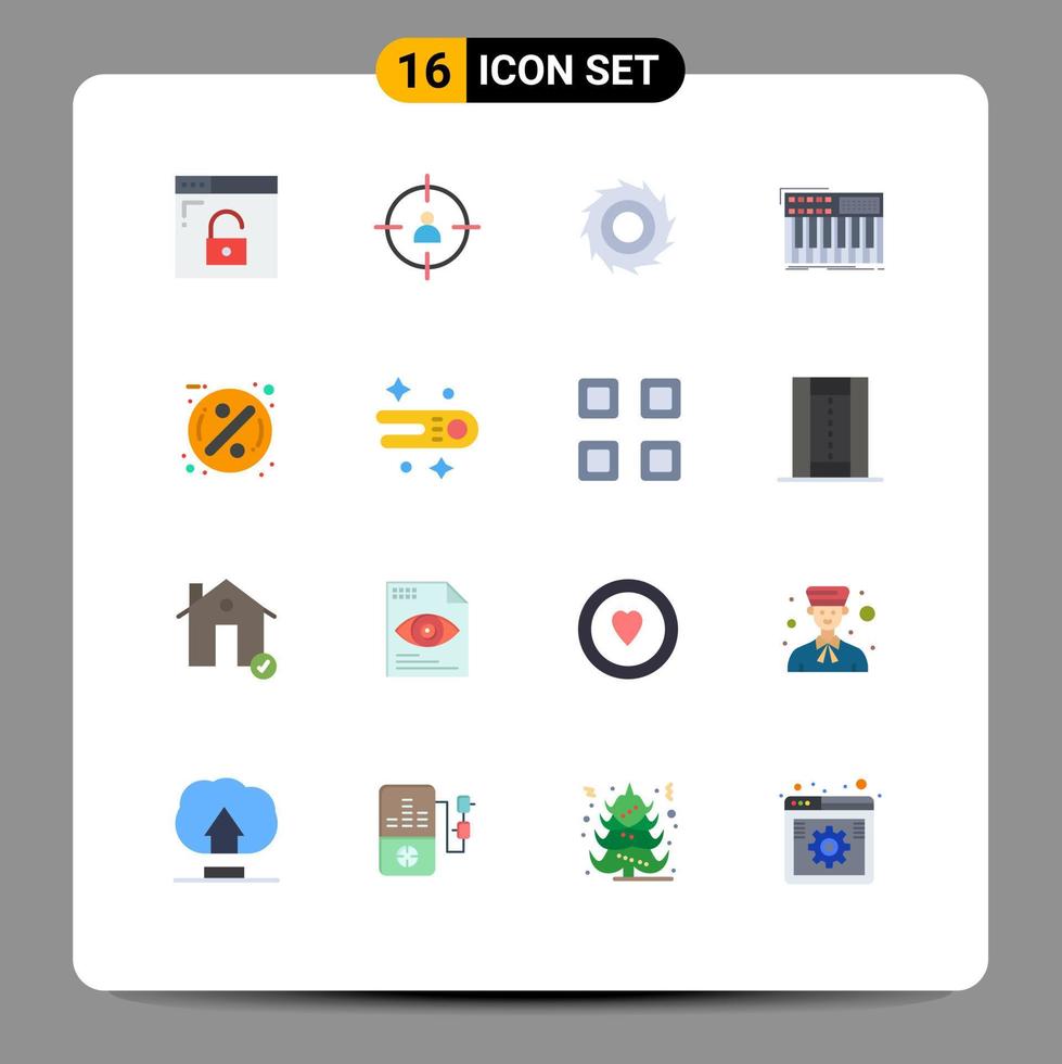 Flat Color Pack of 16 Universal Symbols of badge synthesizer cutter synthesiser keyboard Editable Pack of Creative Vector Design Elements