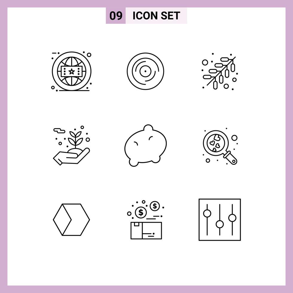 9 Thematic Vector Outlines and Editable Symbols of potato protecting sound flowers energy Editable Vector Design Elements