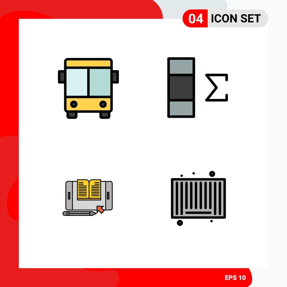 Universal Icon Symbols Group of 4 Modern Filledline Flat Colors of automobile smartphone vehicle summary tranfer Editable Vector Design Elements