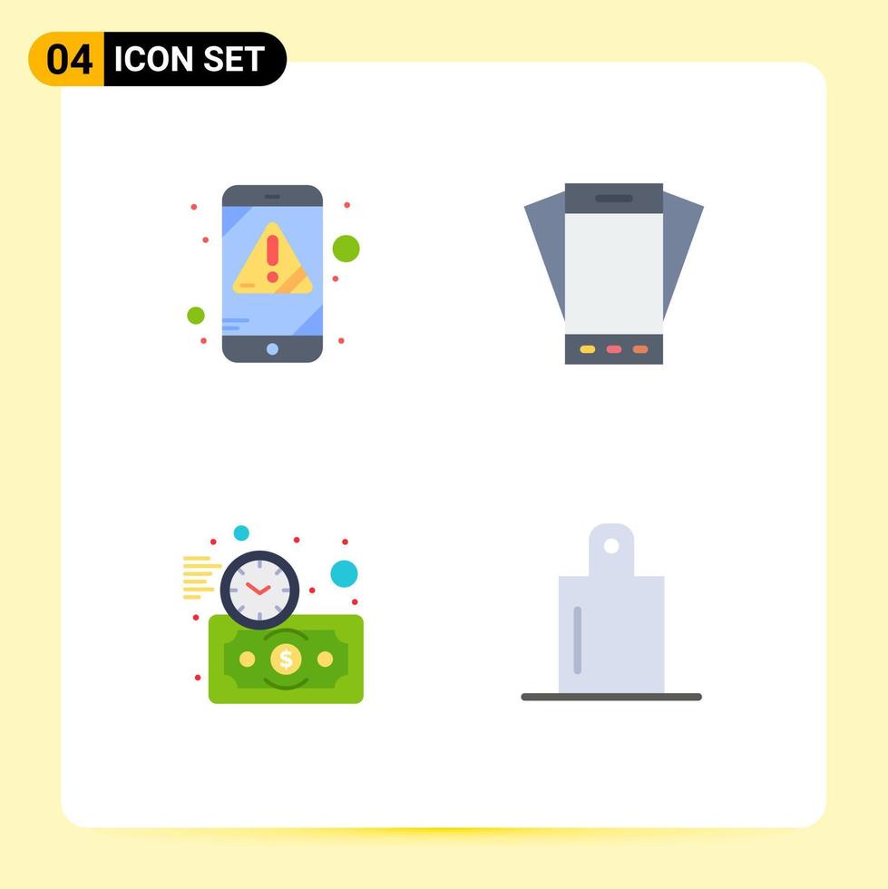 Pictogram Set of 4 Simple Flat Icons of alert budget estimate virus phone money Editable Vector Design Elements