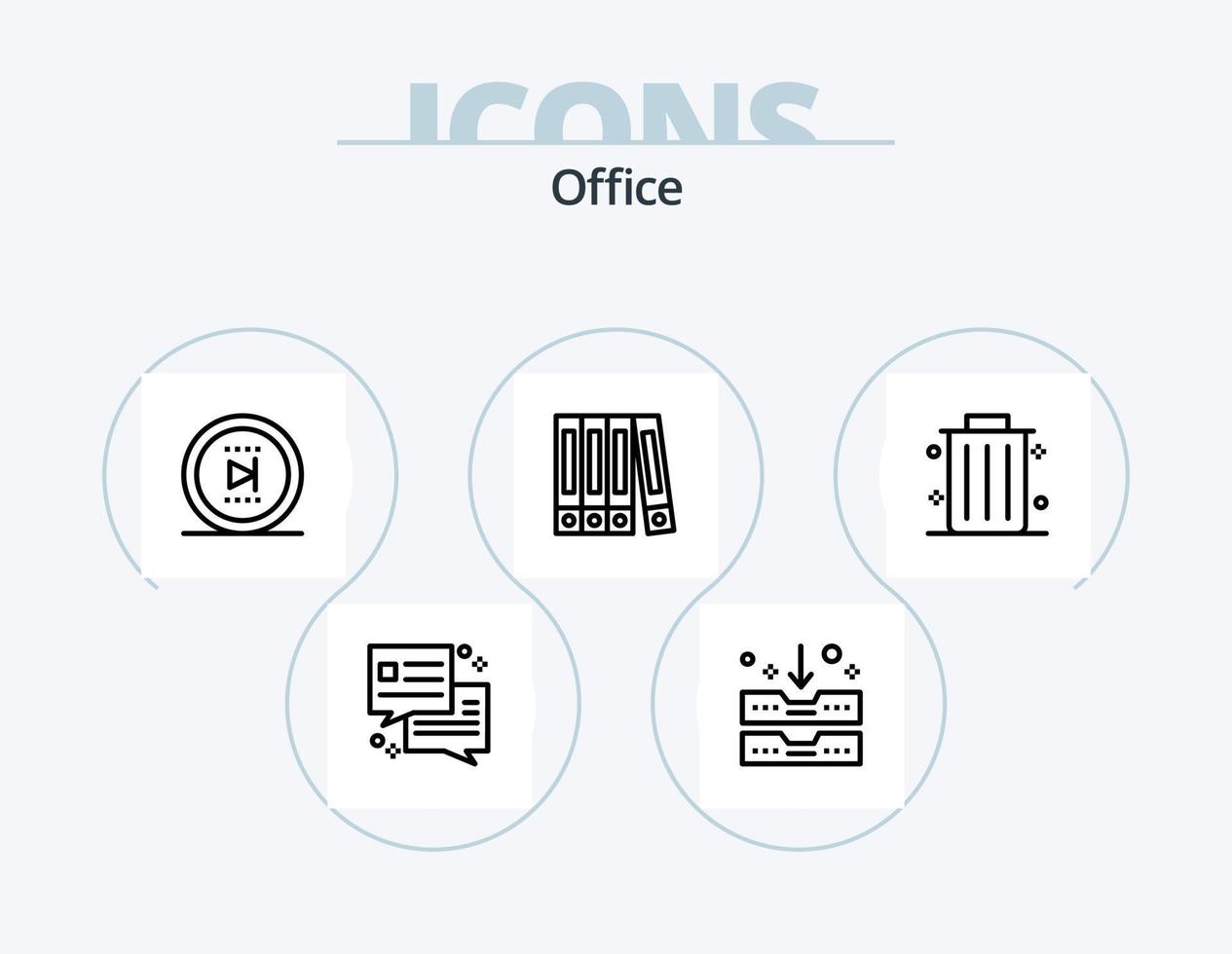 Office Line Icon Pack 5 Icon Design. . drawer. gauge. archive drawer. printer vector