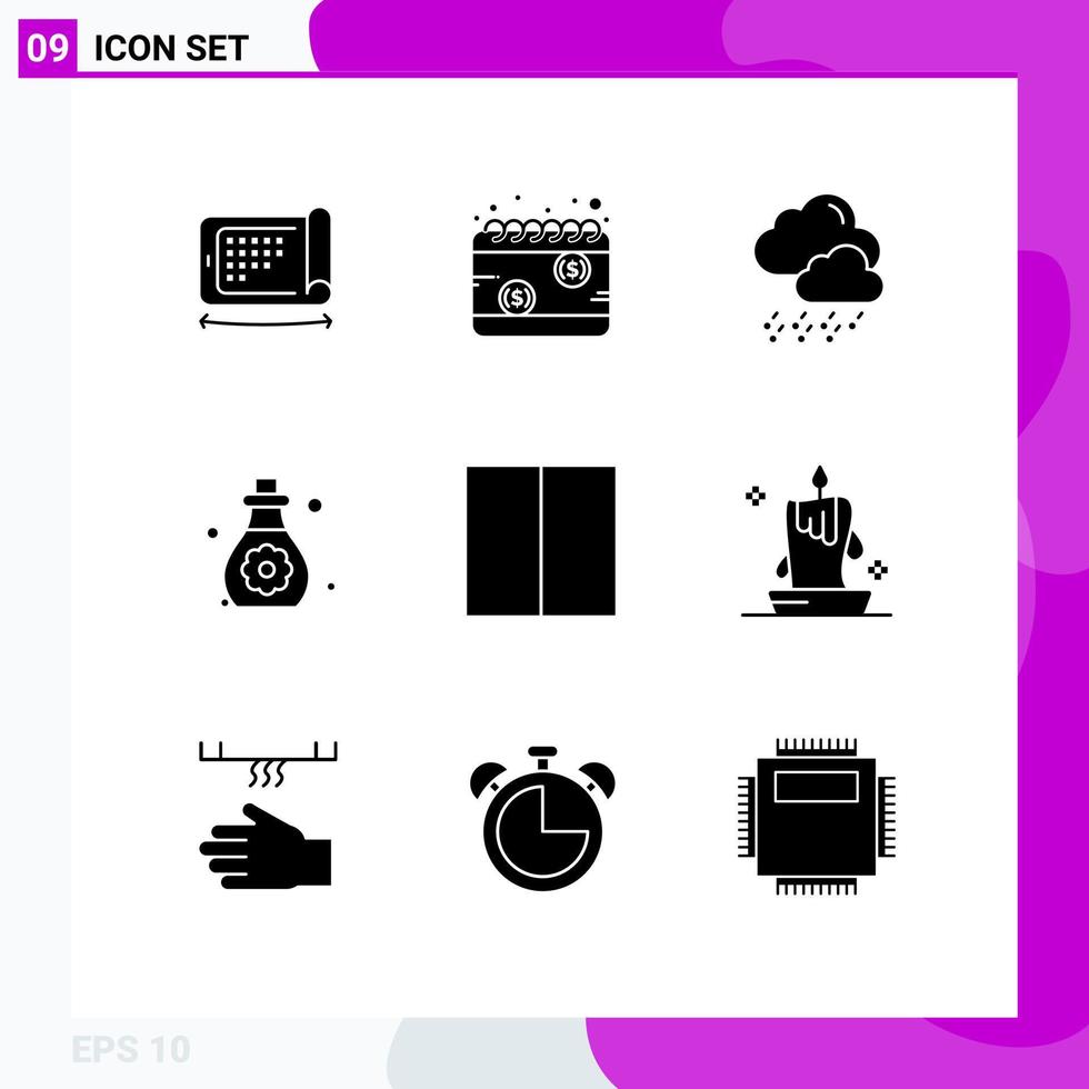 Universal Icon Symbols Group of 9 Modern Solid Glyphs of interface toddler tax soft skin care Editable Vector Design Elements