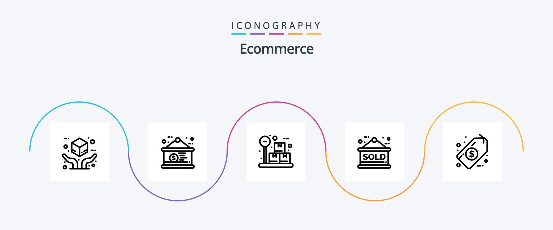 comercio electrónico línea 5 5 icono paquete incluso etiqueta. dólar. caja. indisponible. vendido vector