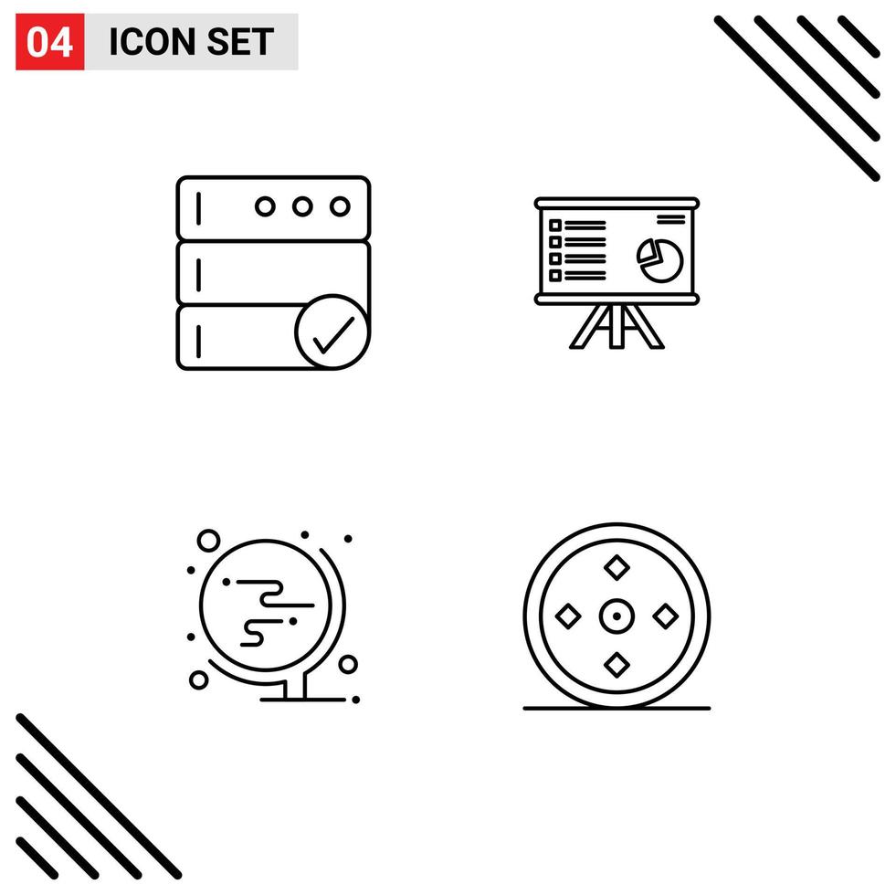 Editable Vector Line Pack of 4 Simple Filledline Flat Colors of backup report presentation chart world Editable Vector Design Elements