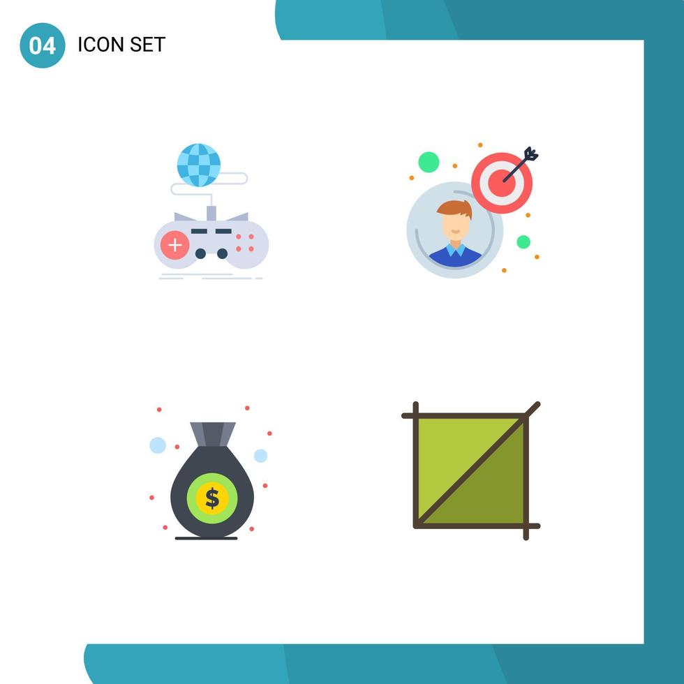 Universal Icon Symbols Group of 4 Modern Flat Icons of game bag multiplayer goal money Editable Vector Design Elements