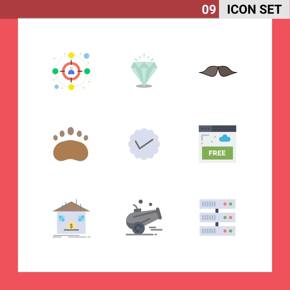 9 User Interface Flat Color Pack of modern Signs and Symbols of chat science hipster logo badge Editable Vector Design Elements