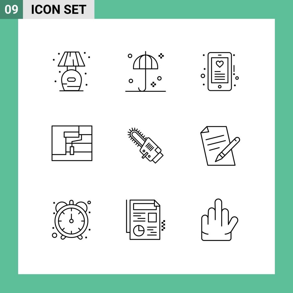 9 Thematic Vector Outlines and Editable Symbols of circular tool device roller construction Editable Vector Design Elements