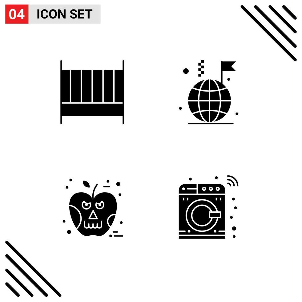 Pictogram Set of Simple Solid Glyphs of bed halloween interior internet skull Editable Vector Design Elements