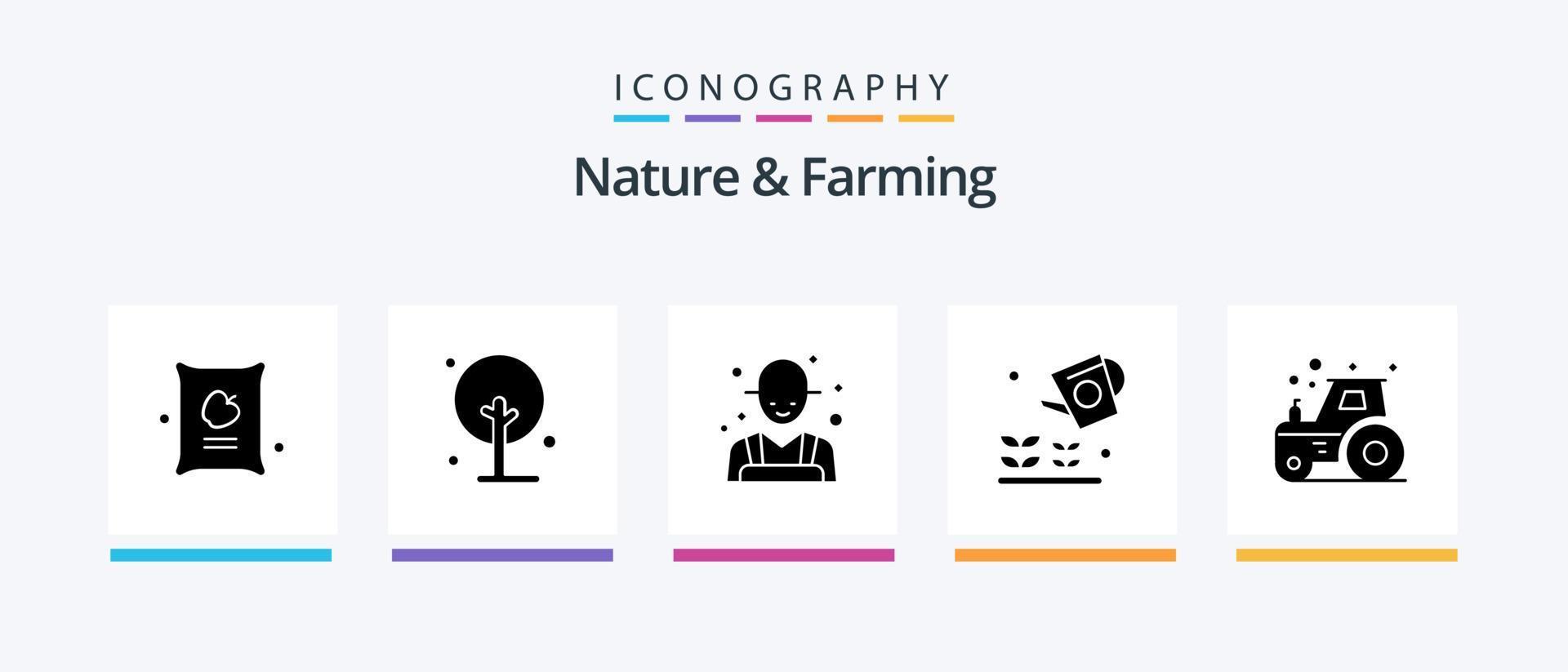 Nature And Farming Glyph 5 Icon Pack Including farm. sprinkier. farm. nature. farming. Creative Icons Design vector