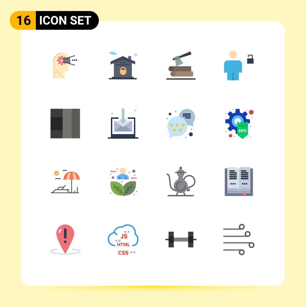 Group of 16 Flat Colors Signs and Symbols for grid padlock ax human avatar Editable Pack of Creative Vector Design Elements