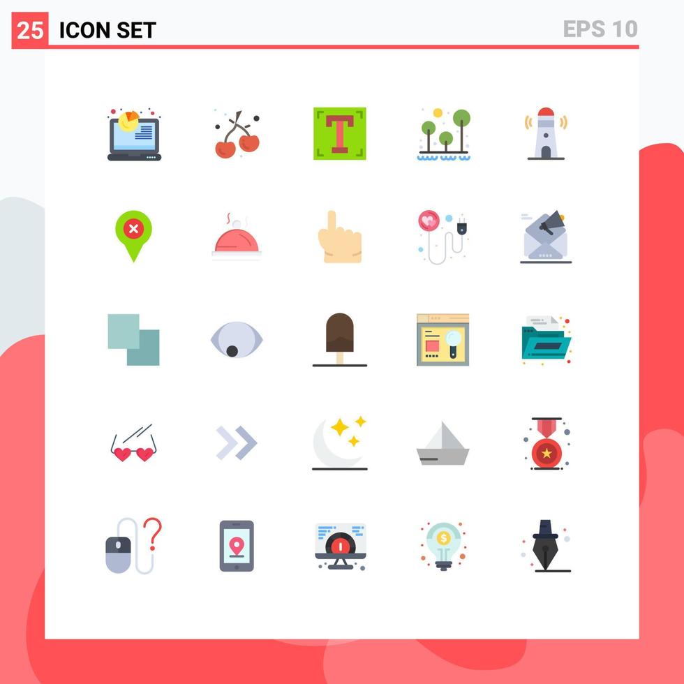 Set of 25 Modern UI Icons Symbols Signs for beach survival font outdoor camping Editable Vector Design Elements