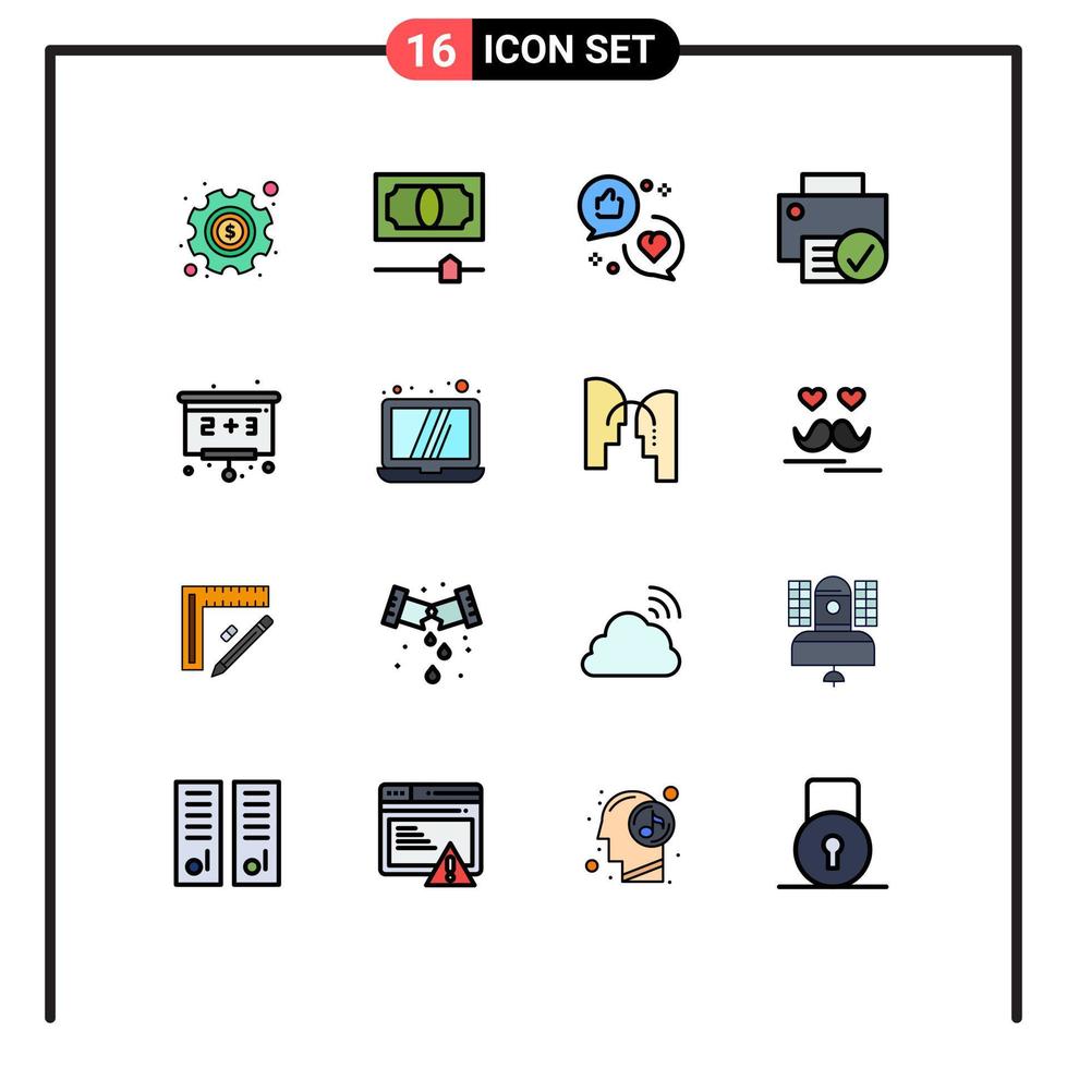 Stock Vector Icon Pack of 16 Line Signs and Symbols for back to school gadget communication devices computers Editable Creative Vector Design Elements