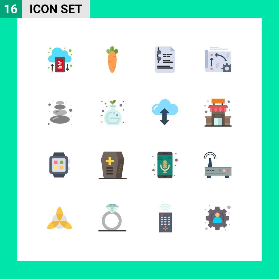 moderno conjunto de dieciséis plano colores y símbolos tal como sauna tecnología archivo ajuste aplicación editable paquete de creativo vector diseño elementos