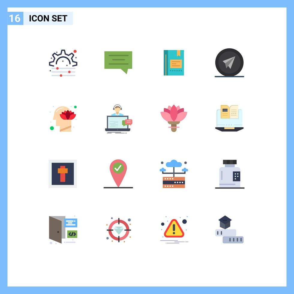 Set of 16 Modern UI Icons Symbols Signs for paper plane launch education fly reading Editable Pack of Creative Vector Design Elements