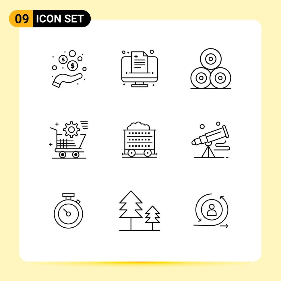 9 Creative Icons Modern Signs and Symbols of cart online farm setting cart Editable Vector Design Elements