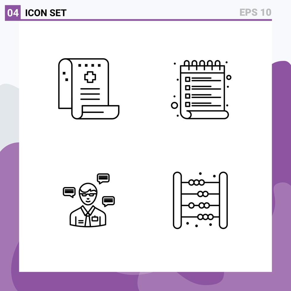 Pictogram Set of 4 Simple Filledline Flat Colors of health man medicine schedule sms Editable Vector Design Elements